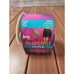 Leggs Silken Mist Shaper Sheer‎ Toe Nude Pantyhose Q Queen Control Top